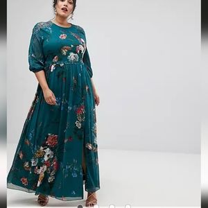 NWT Little Mistress (ASOS) 3/4 Sleeve Chiffon Maxi